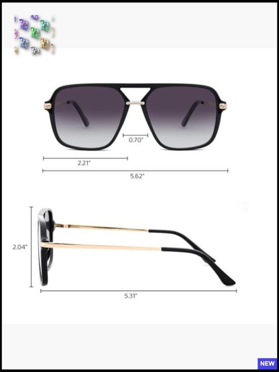 Retro Square Tinted Lens Aviator Sunglasses Trendy Unisex UV400 Protection